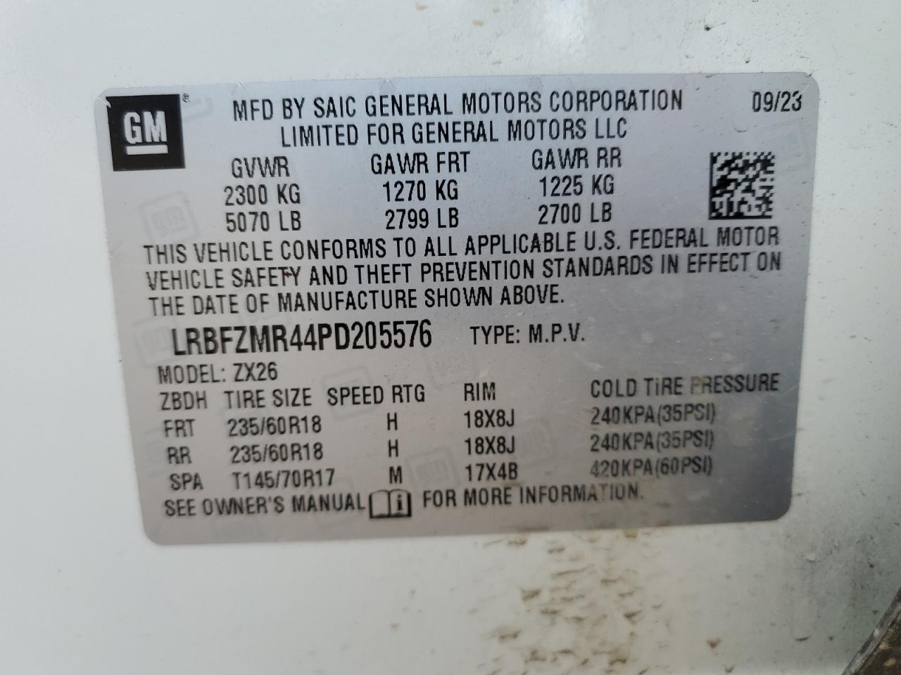 2023 Buick Envision Preferred VIN: LRBFZMR44PD205576 Lot: 93018775