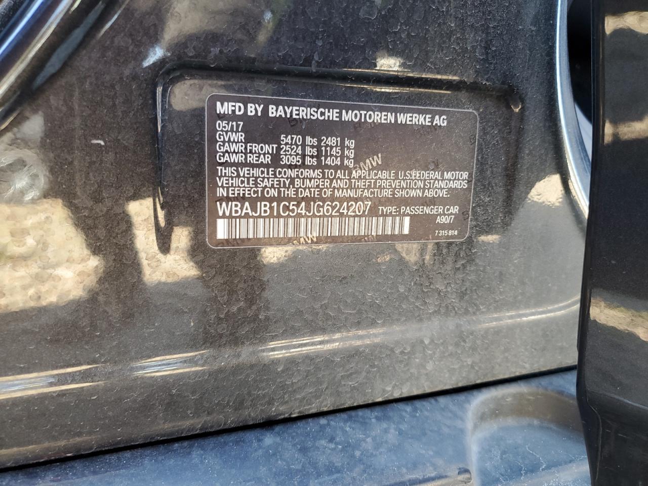 2018 BMW 530Xe VIN: WBAJB1C54JG624207 Lot: 91667725