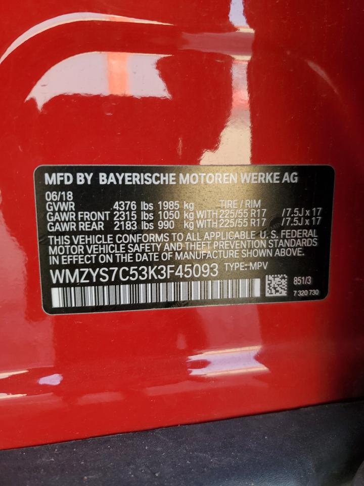 2019 Mini Cooper Countryman VIN: WMZYS7C53K3F45093 Lot: 93446135