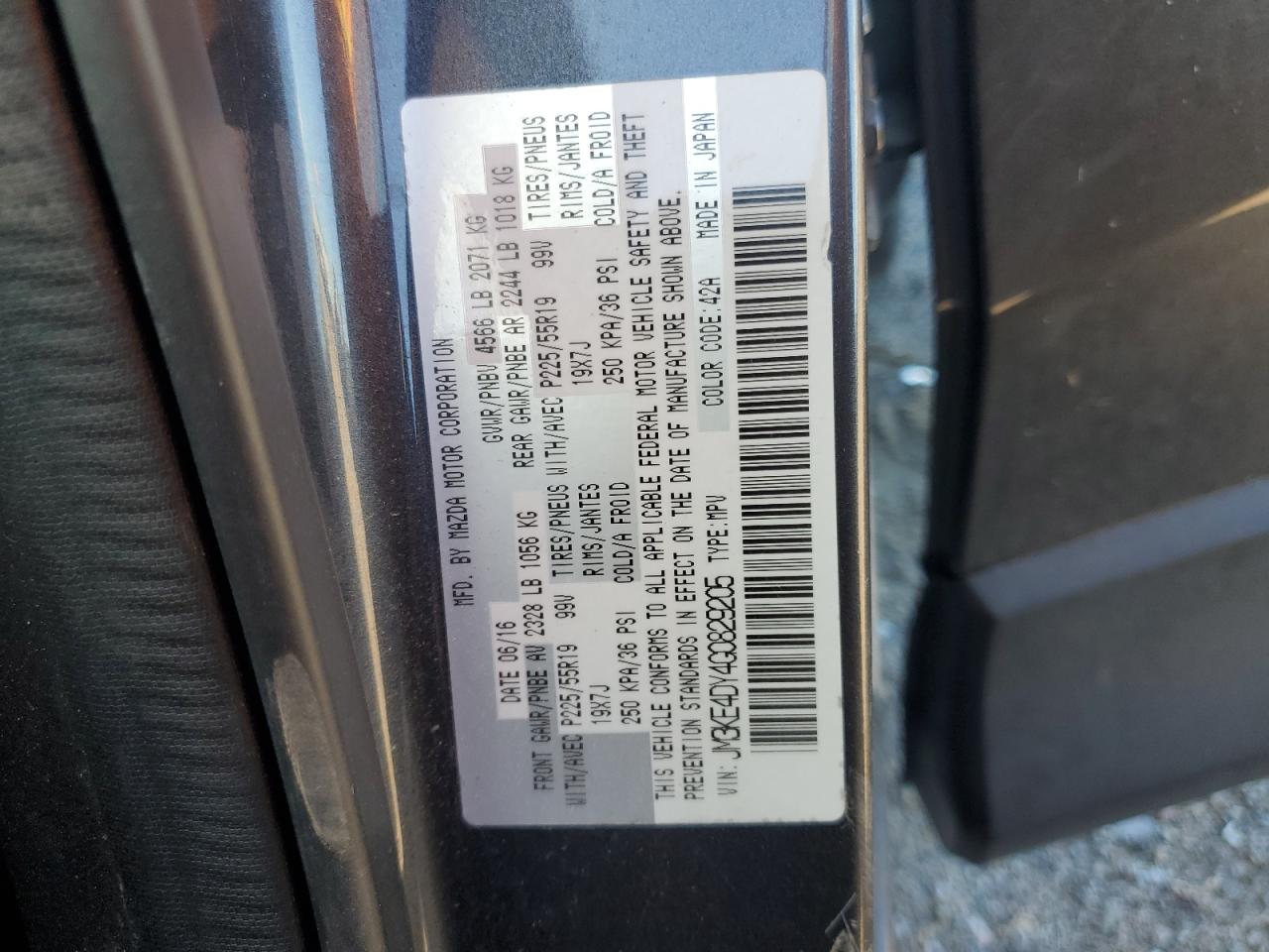 2016 Mazda Cx-5 Gt VIN: JM3KE4DY4G0829205 Lot: 91416535