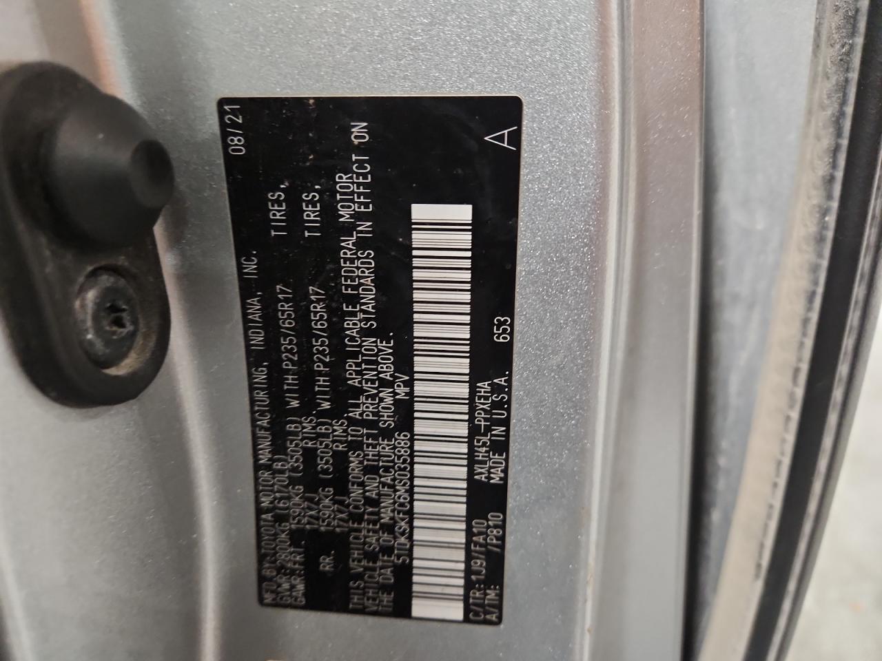 2021 Toyota Sienna Le VIN: 5TDKSKFC6MS035886 Lot: 93126815