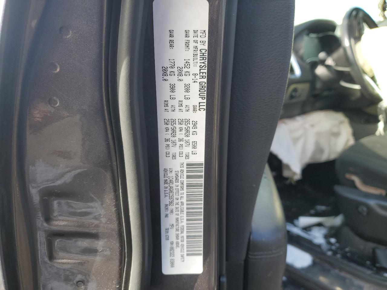 2014 Dodge Durango Sxt VIN: 1C4RDJAG0EC597962 Lot: 92091285