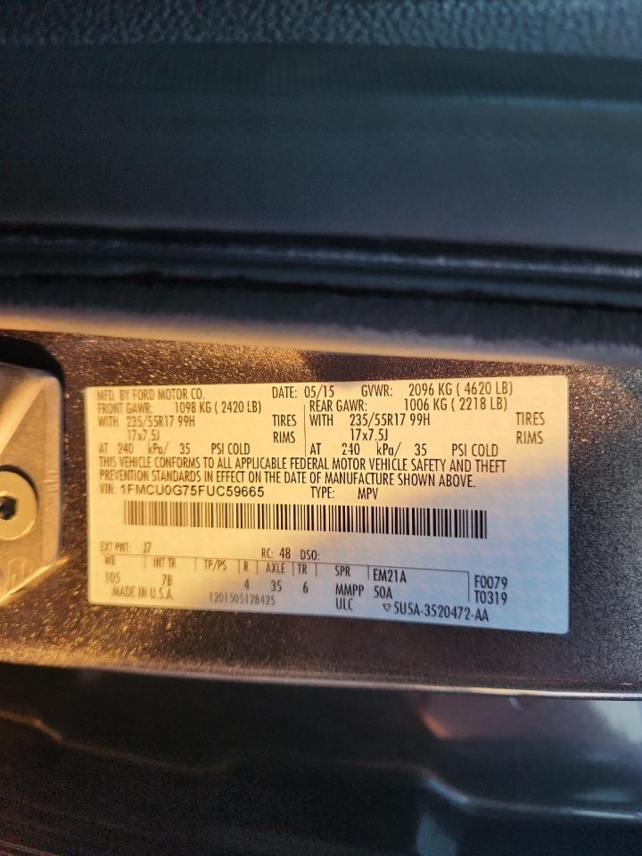 2015 Ford Escape Se VIN: 1FMCU0G75FUC59665 Lot: 91357215