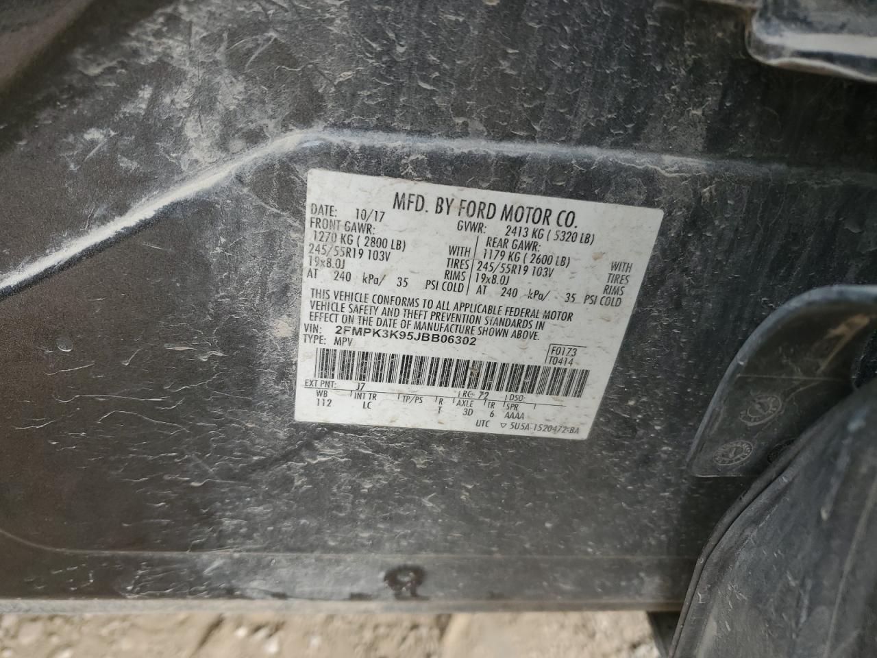 2018 Ford Edge Titanium VIN: 2FMPK3K95JBB06302 Lot: 92487805