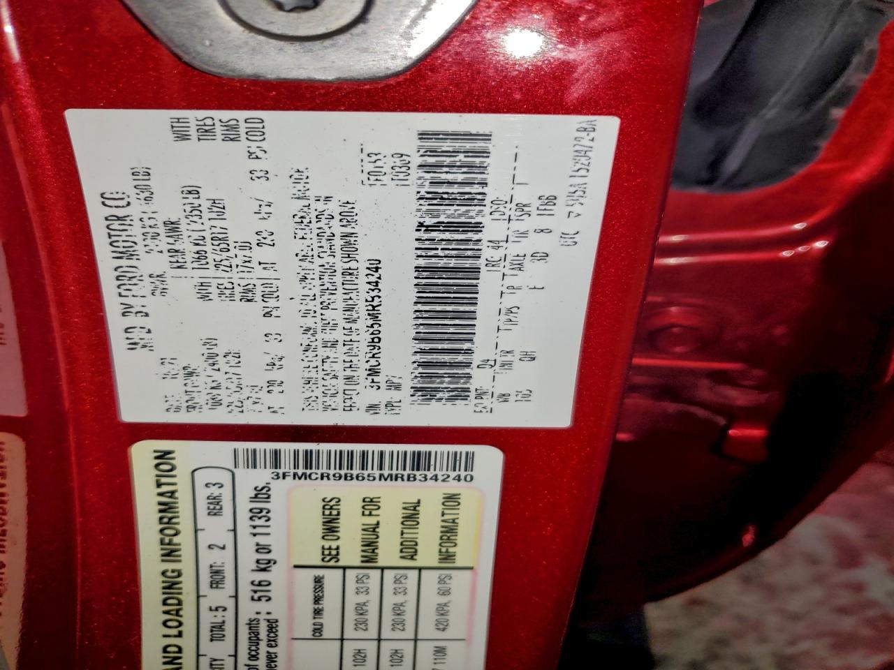 2021 Ford Bronco Sport Big Bend VIN: 3FMCR9B65MRB34240 Lot: 92430255