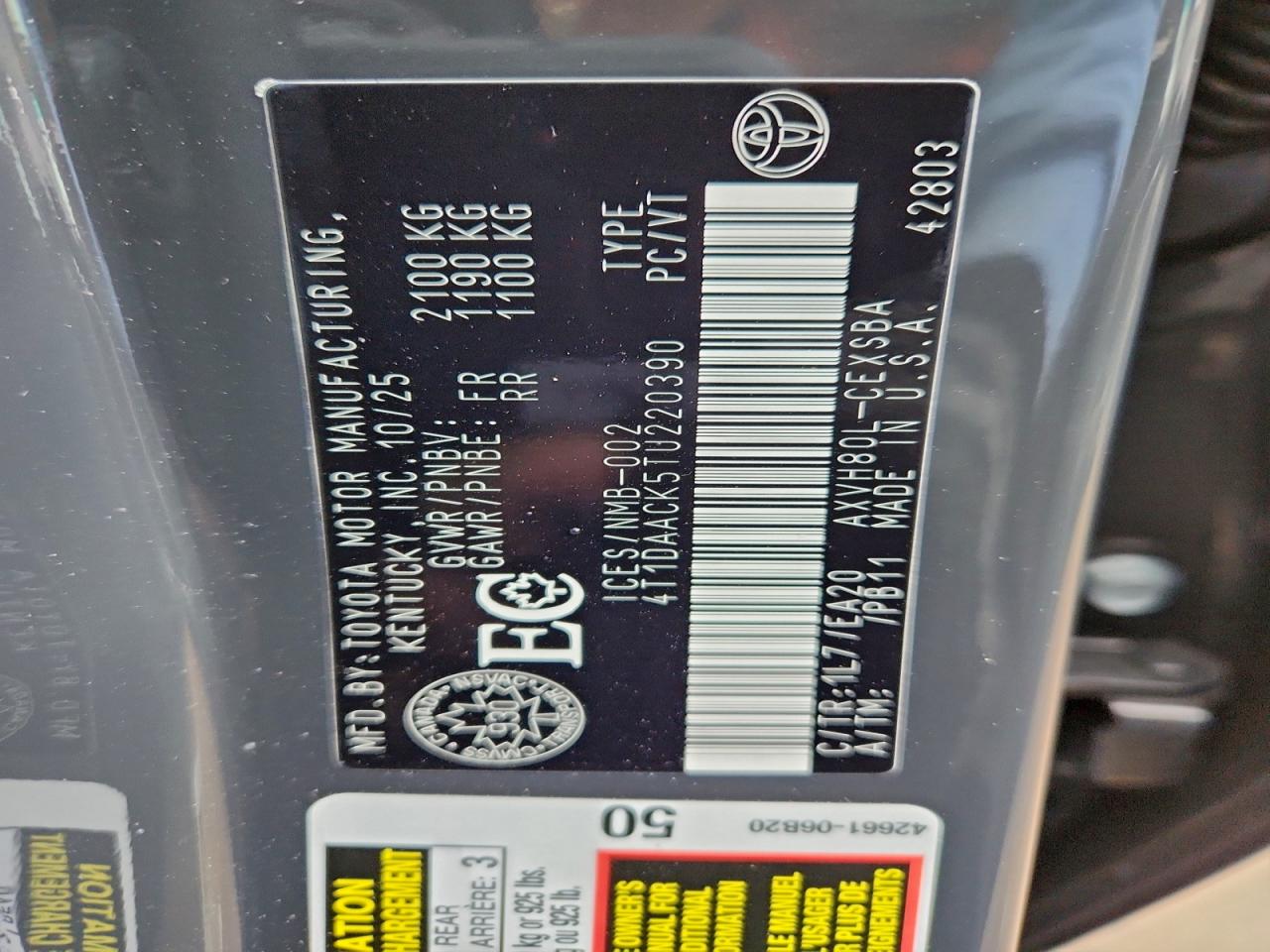 2026 Toyota Camry Xse VIN: 4T1DAACK5TU220390 Lot: 93955165