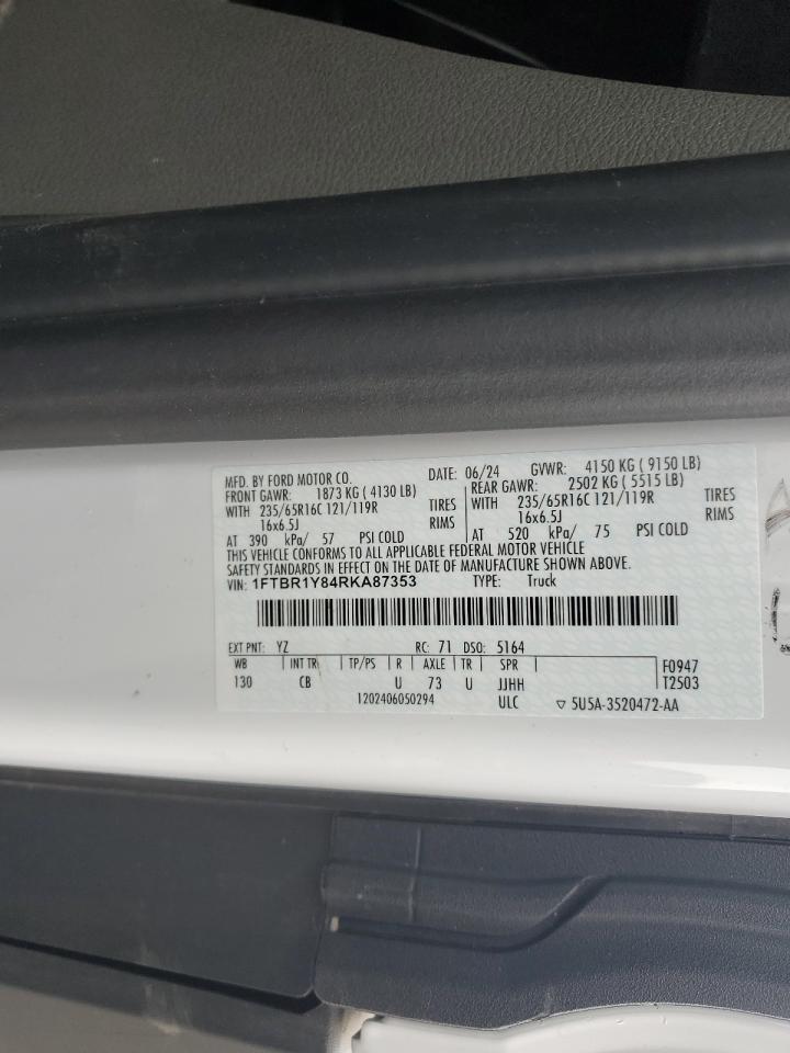 2024 Ford Transit T-250 VIN: 1FTBR1Y84RKA87353 Lot: 91942245