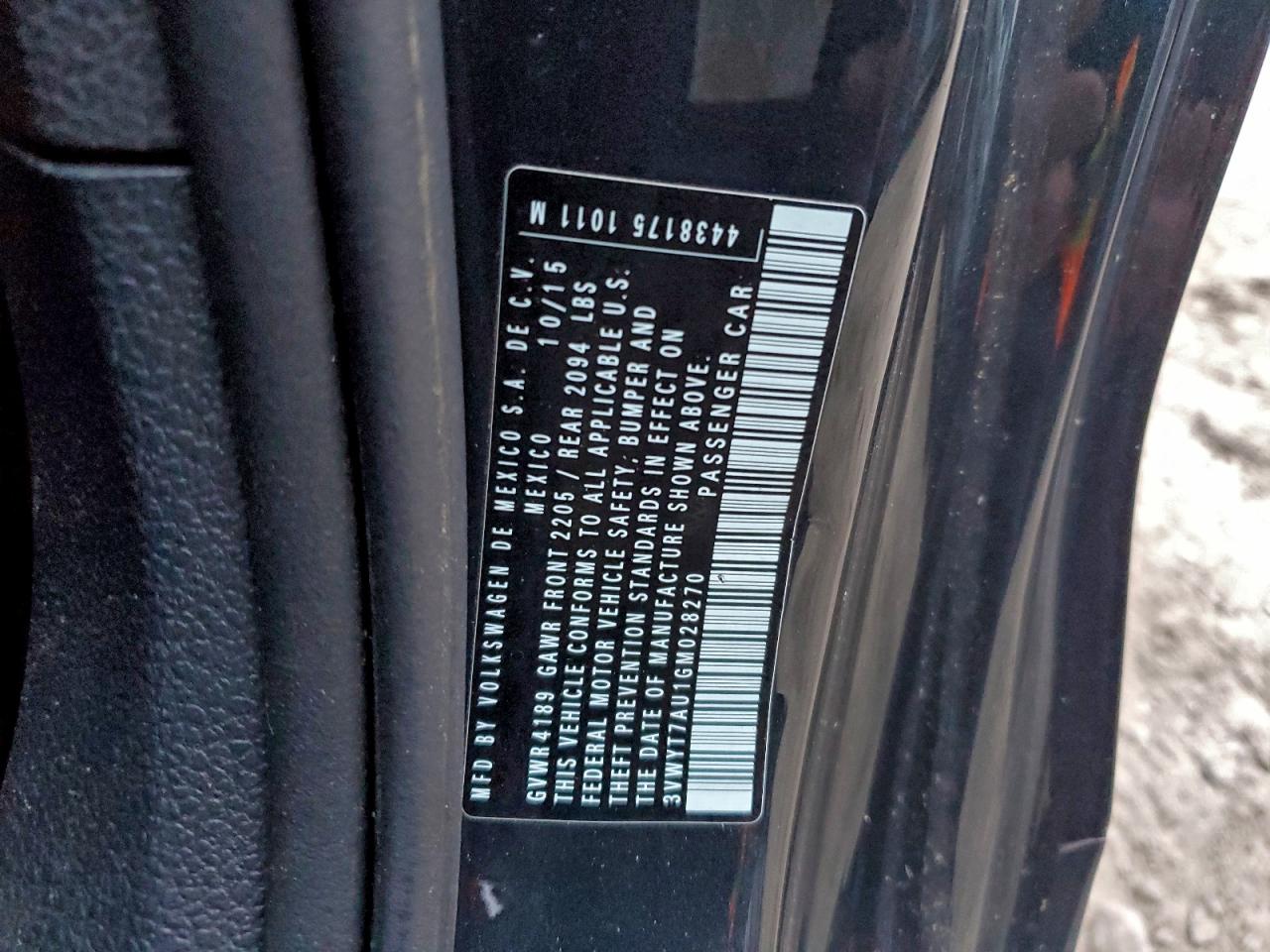 2016 Volkswagen Gti S/Se VIN: 3VWYT7AU1GM028270 Lot: 94107035