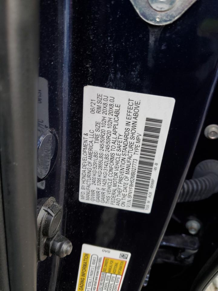 2021 Honda Passport Exl VIN: 5FNYF8H52MB027773 Lot: 91136795