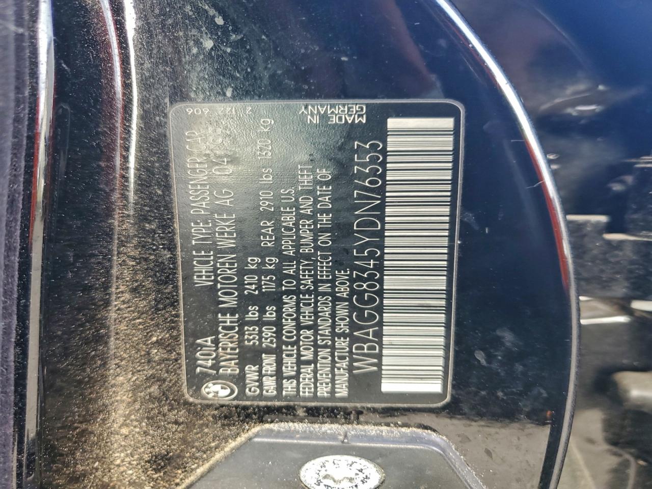 2000 BMW 740 I Automatic VIN: WBAGG8345YDN76353 Lot: 94159055