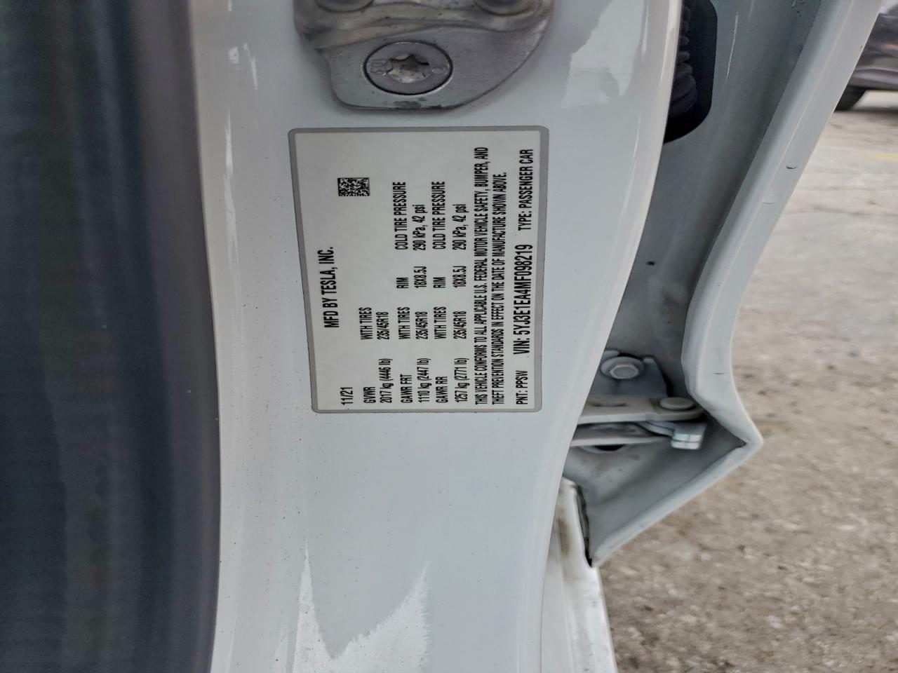 2021 Tesla Model 3 VIN: 5YJ3E1EA4MF098219 Lot: 93655745