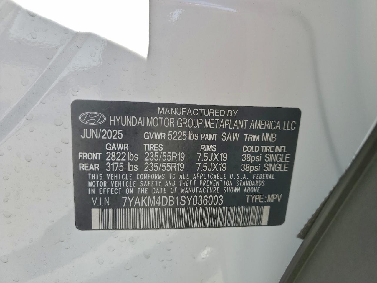 2025 Hyundai Ioniq 5 Se VIN: 7YAKM4DB1SY036003 Lot: 91990085