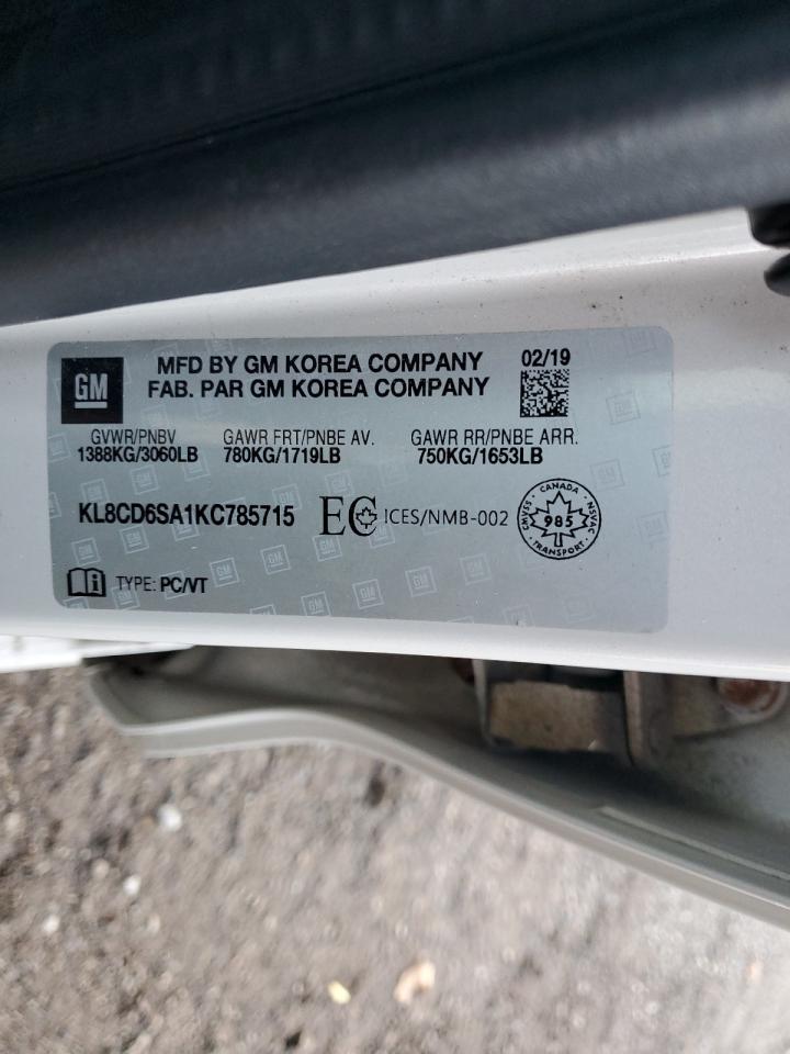 2019 Chevrolet Spark 1Lt VIN: KL8CD6SA1KC785715 Lot: 93006485