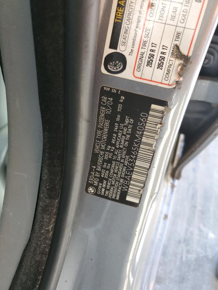 2005 BMW 330 I VIN: WBAEV53465KM40560 Lot: 92232365