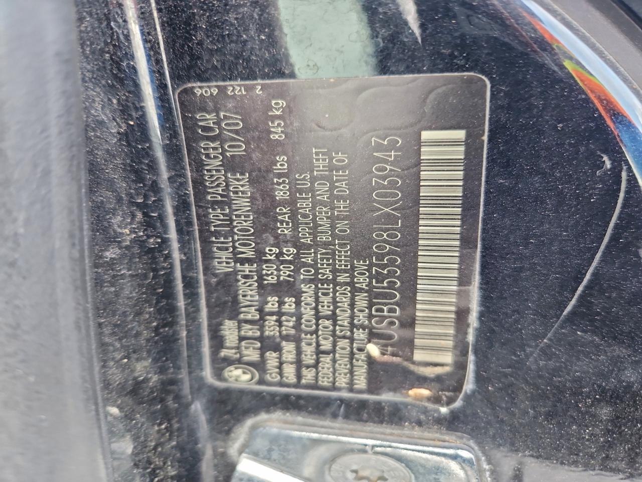 2008 BMW Z4 3.0Si VIN: 4USBU53598LX03943 Lot: 94348955