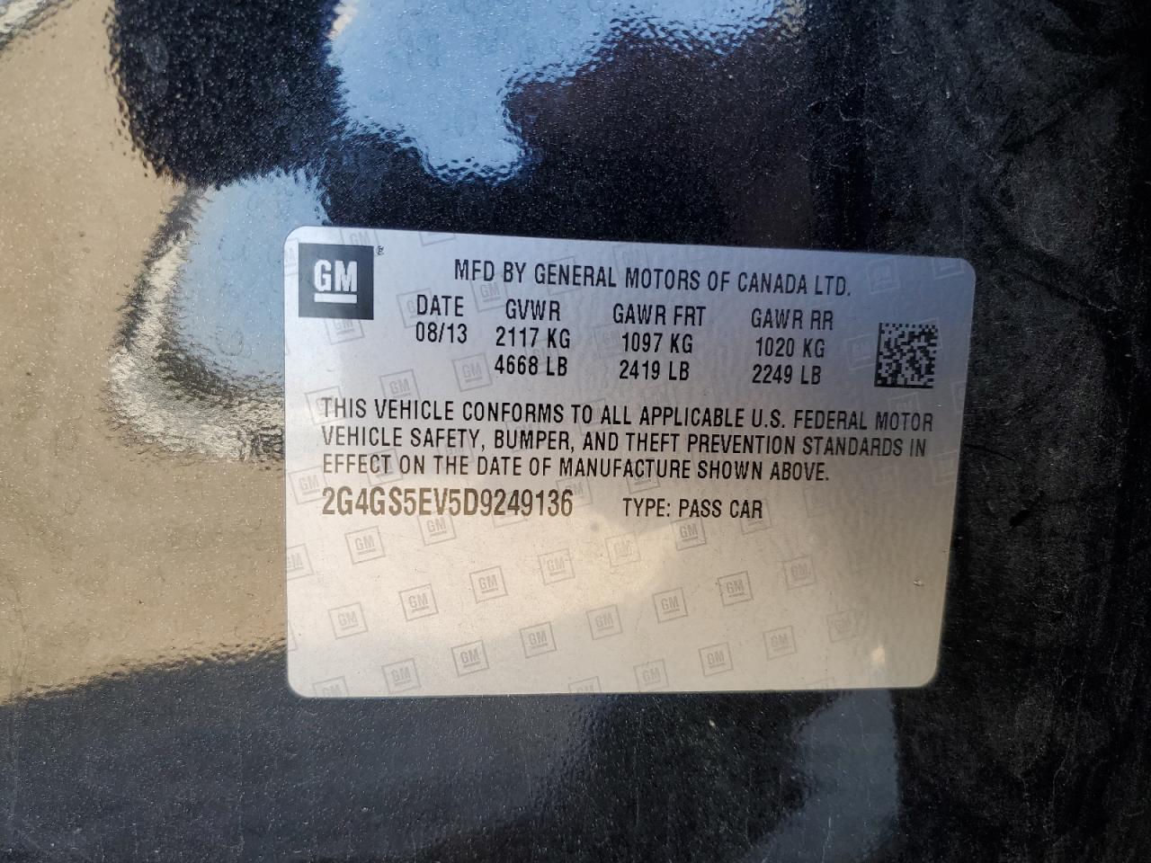 2013 Buick Regal Premium VIN: 2G4GS5EV5D9249136 Lot: 92874485