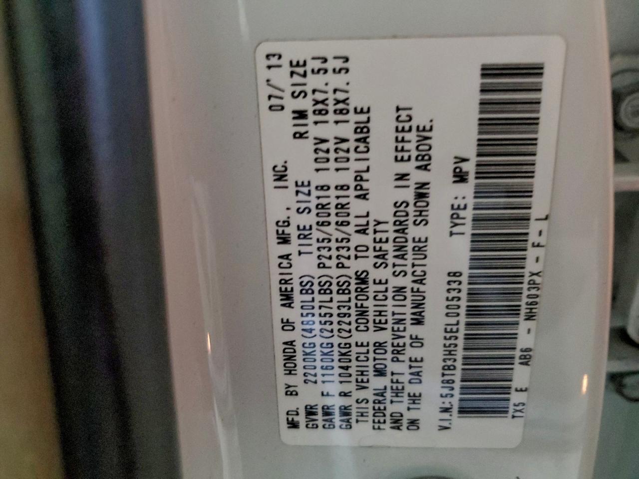 2014 Acura Rdx Technology VIN: 5J8TB3H55EL005338 Lot: 94460815