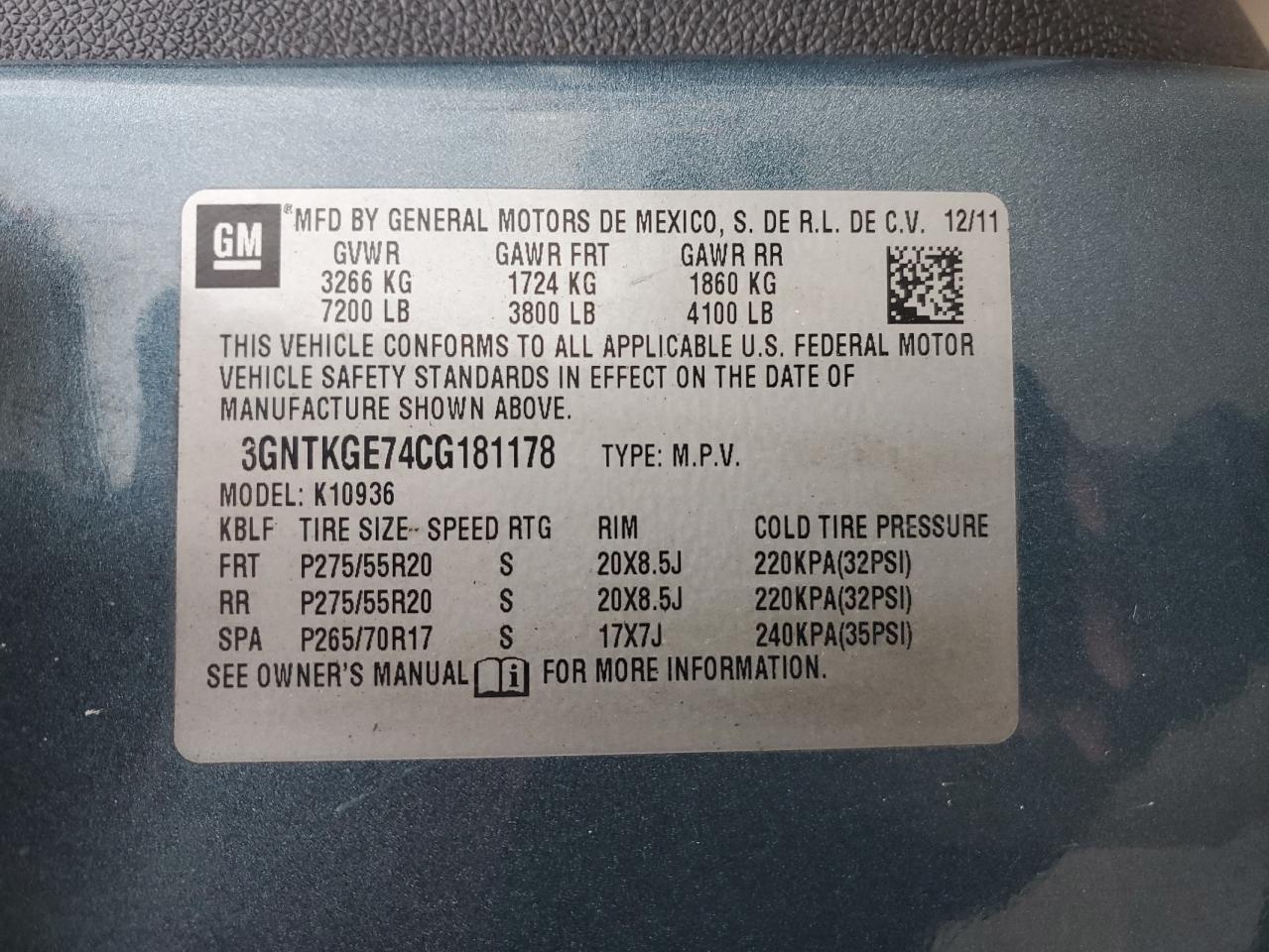 2012 Chevrolet Avalanche Ltz VIN: 3GNTKGE74CG181178 Lot: 90647575