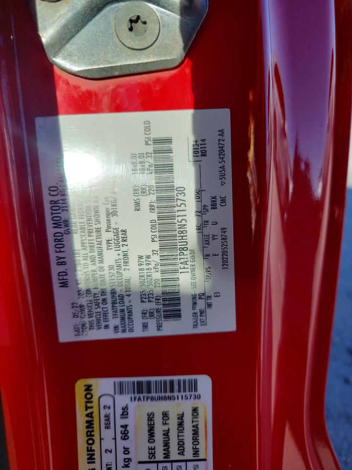 2022 Ford Mustang VIN: 1FATP8UH8N5115730 Lot: 90303475