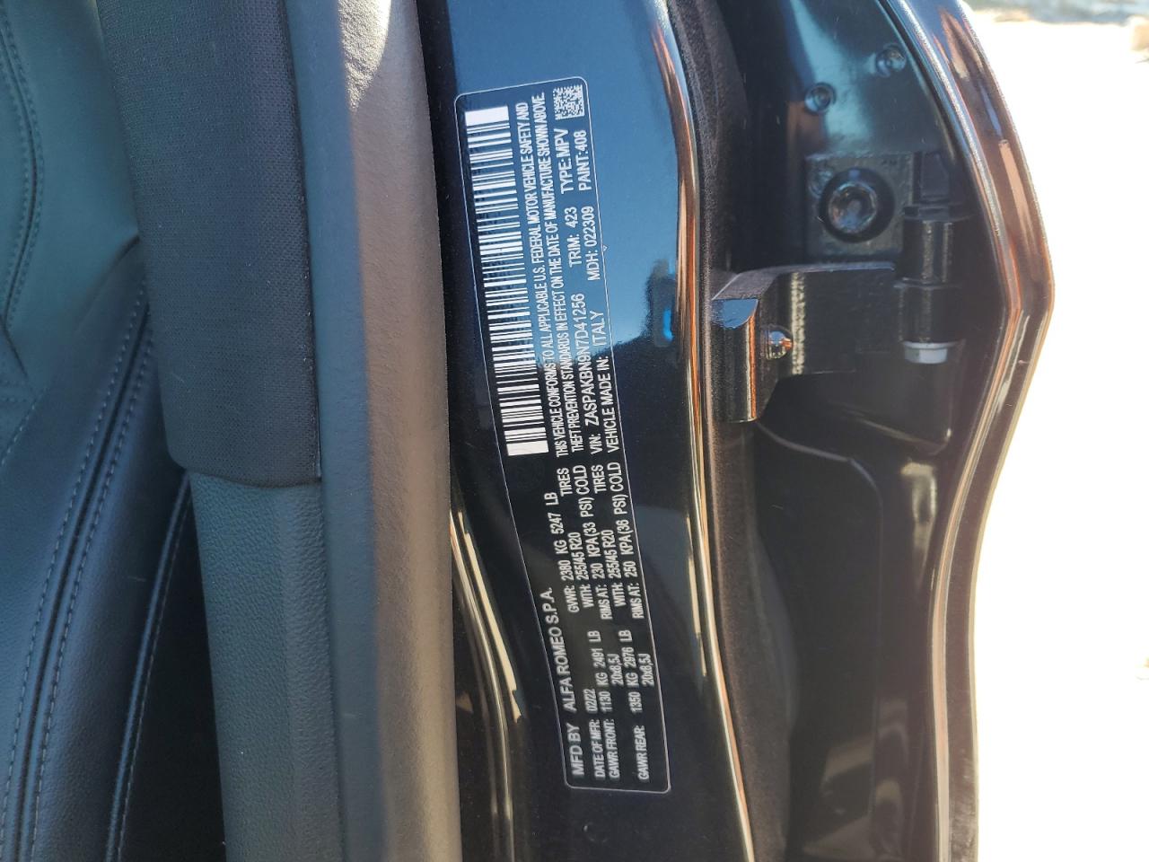 2022 Alfa Romeo Stelvio Ti VIN: ZASPAKBN9N7D41256 Lot: 91373255