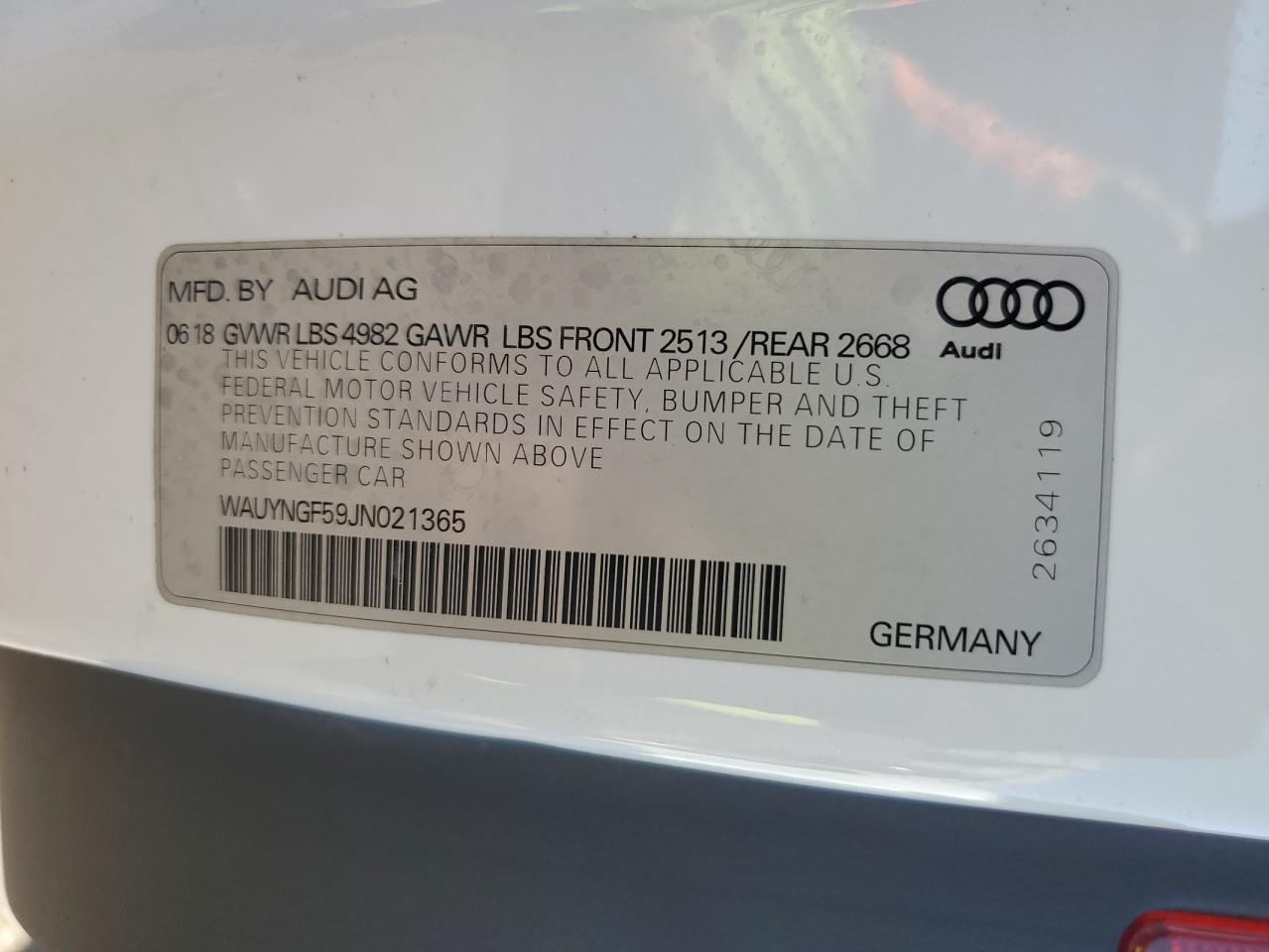 2018 Audi A5 Premium Plus VIN: WAUYNGF59JN021365 Lot: 85393775