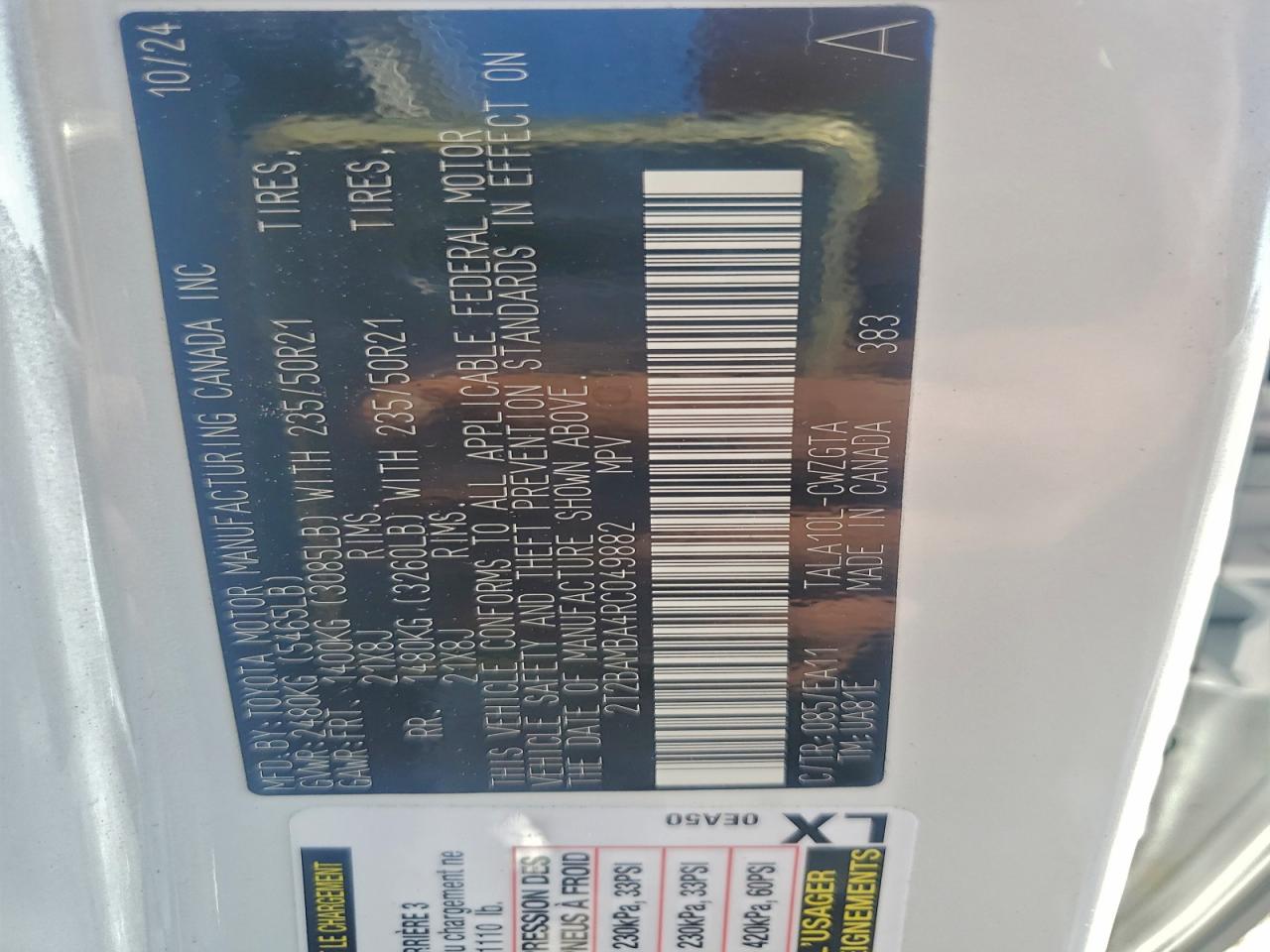 2024 Lexus Rx 350 Base VIN: 2T2BAMBA4RC049882 Lot: 92682845