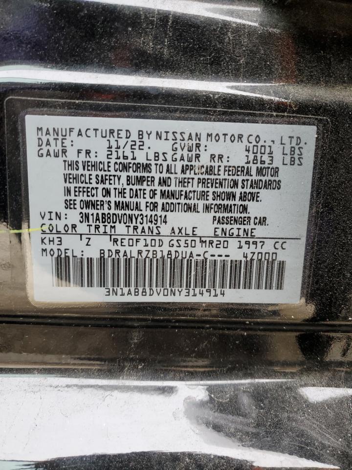 2022 Nissan Sentra Sr VIN: 3N1AB8DV0NY314914 Lot: 93551265