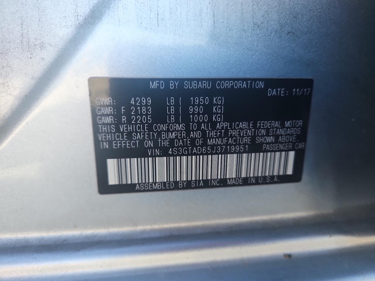 2018 Subaru Impreza Premium Plus VIN: 4S3GTAD65J3719951 Lot: 92656215