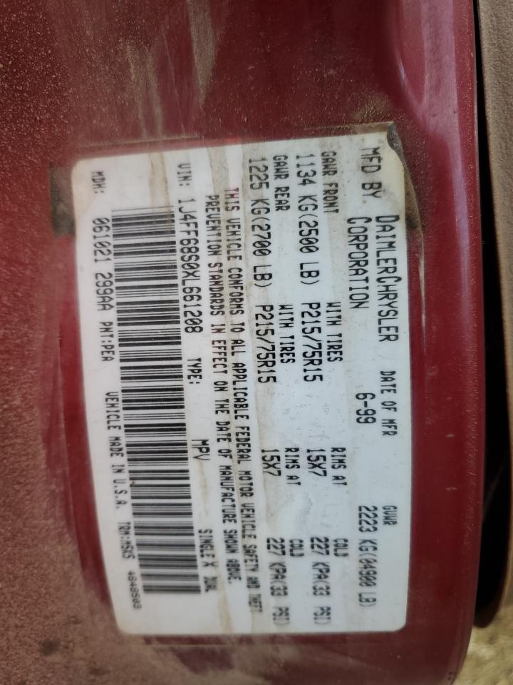 1999 Jeep Cherokee Sport VIN: 1J4FF68S0XL661208 Lot: 92929995