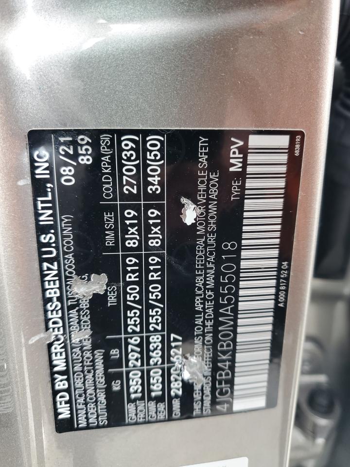 2021 Mercedes-Benz Gle 350 4Matic VIN: 4JGFB4KB0MA555018 Lot: 91637095