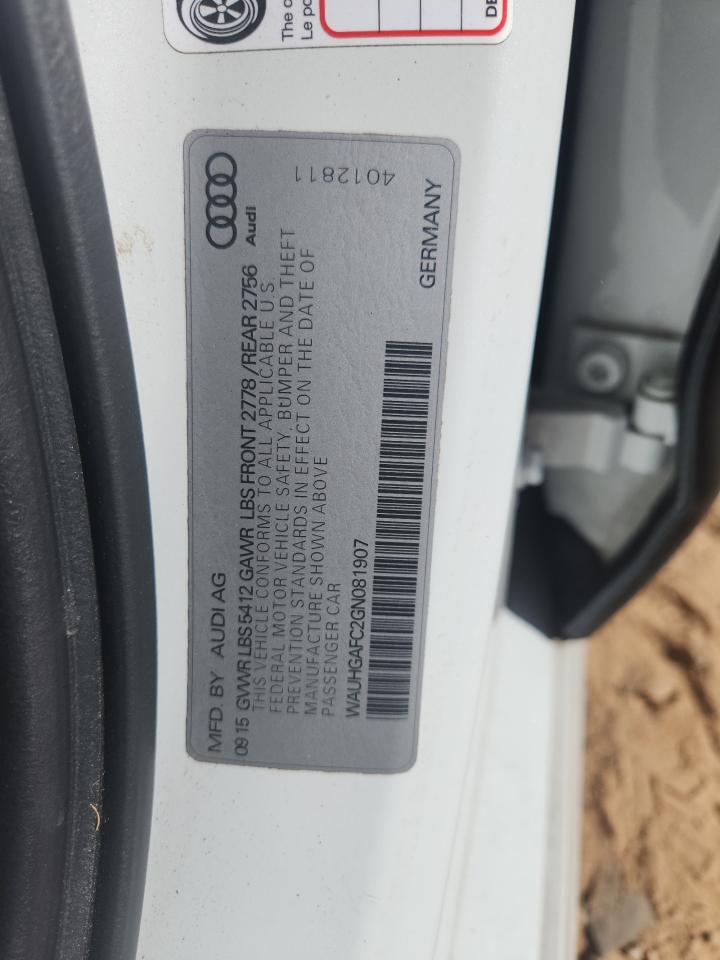 2016 Audi A6 Prestige VIN: WAUHGAFC2GN081907 Lot: 92552465