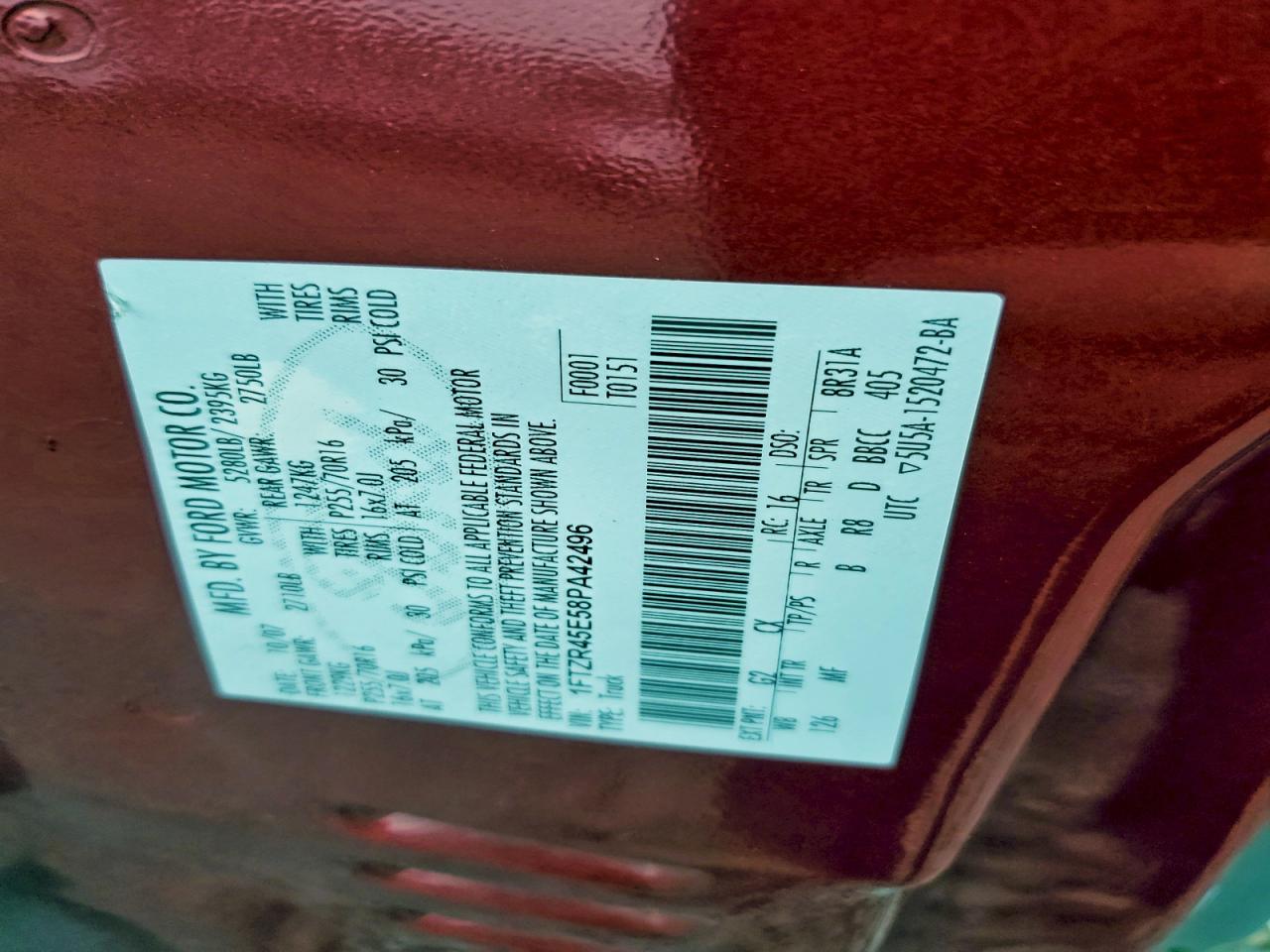 2008 Ford Ranger Super Cab VIN: 1FTZR45E58PA42496 Lot: 94188005