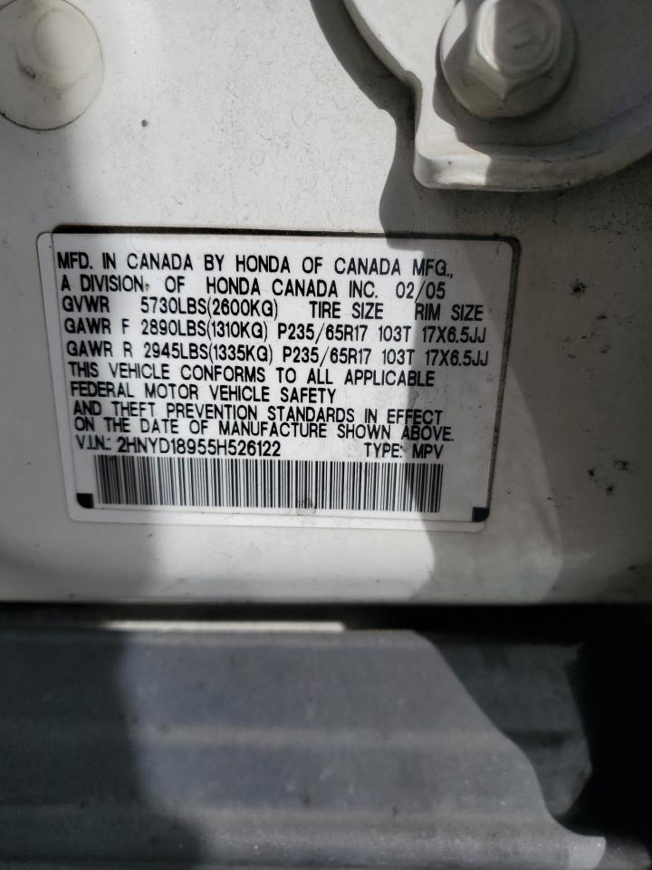 2005 Acura Mdx Touring VIN: 2HNYD18955H526122 Lot: 92609745