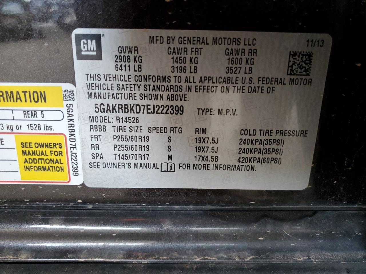 2014 Buick Enclave VIN: 5GAKRBKD7EJ222399 Lot: 90794985