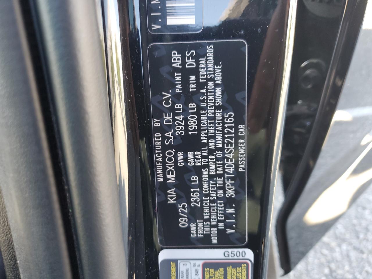 2025 Kia K4 Lx VIN: 3KPFT4DE4SE212165 Lot: 92761705