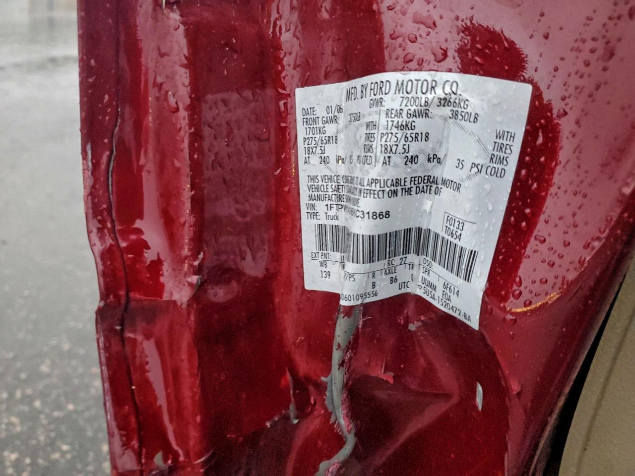 2006 Ford F150 Supercrew VIN: 1FTPW14V56KC31868 Lot: 91840705