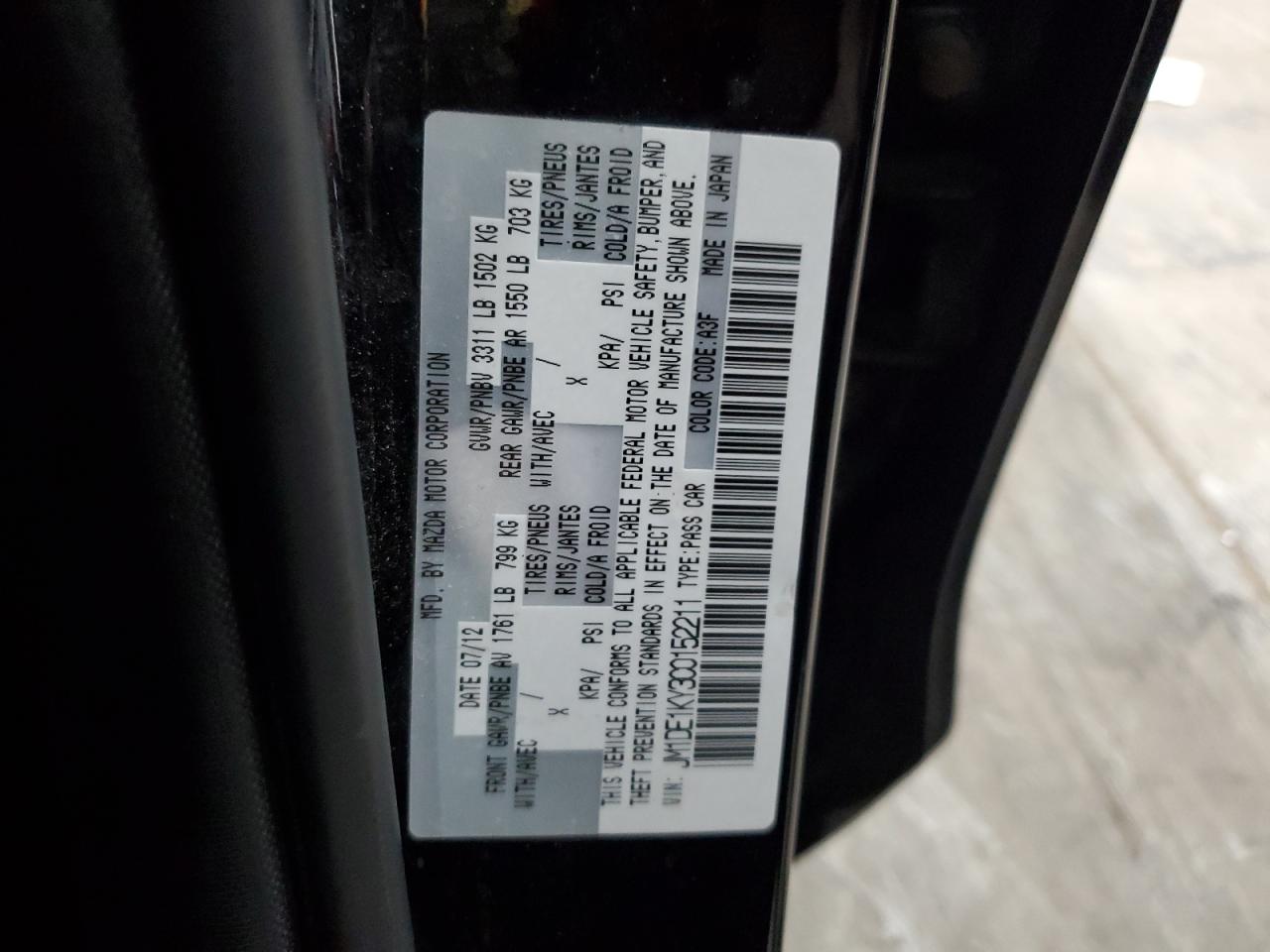 2012 Mazda Mazda2 VIN: JM1DE1KY3C0152211 Lot: 91146545