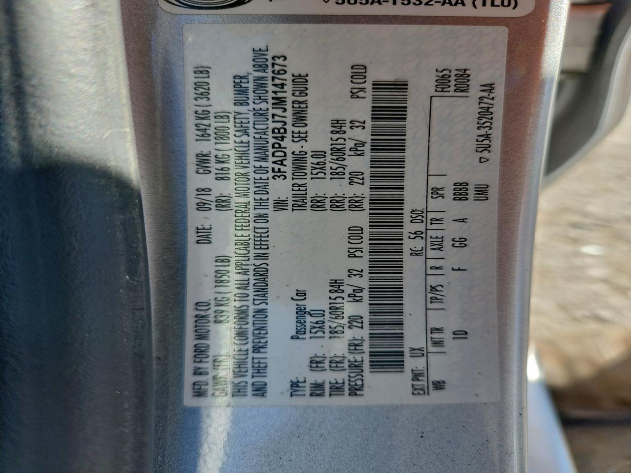 2018 Ford Fiesta Se VIN: 3FADP4BJ7JM147673 Lot: 94179535