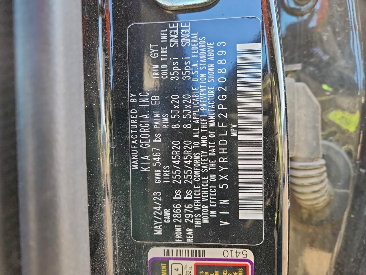 2023 Kia Sorento Ex VIN: 5XYRHDLF2PG208893 Lot: 93357295