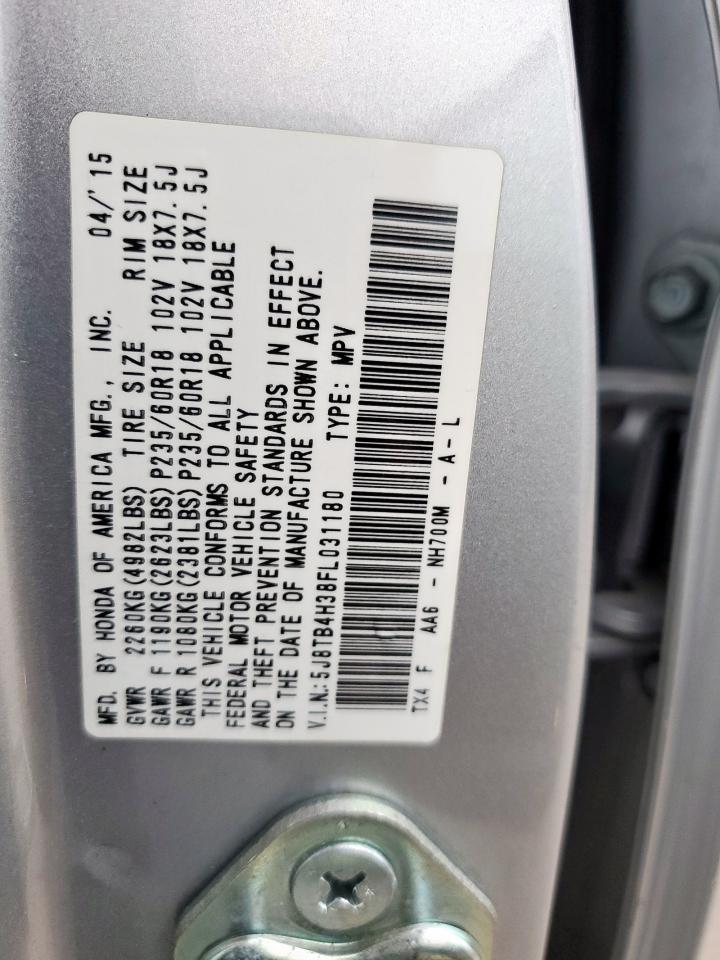 2015 Acura Rdx VIN: 5J8TB4H38FL031180 Lot: 92819625