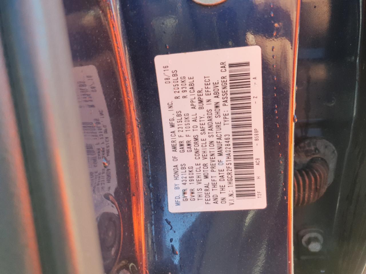 2017 Honda Accord Sport VIN: 1HGCR2F51HA028463 Lot: 91084575