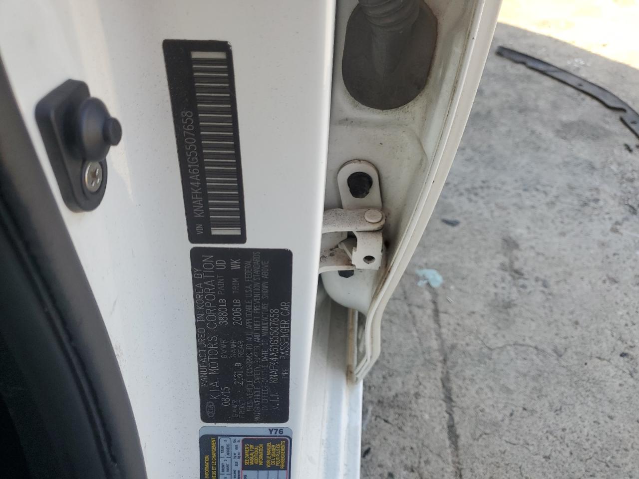 2016 Kia Forte Lx VIN: KNAFK4A61G5507658 Lot: 92887105