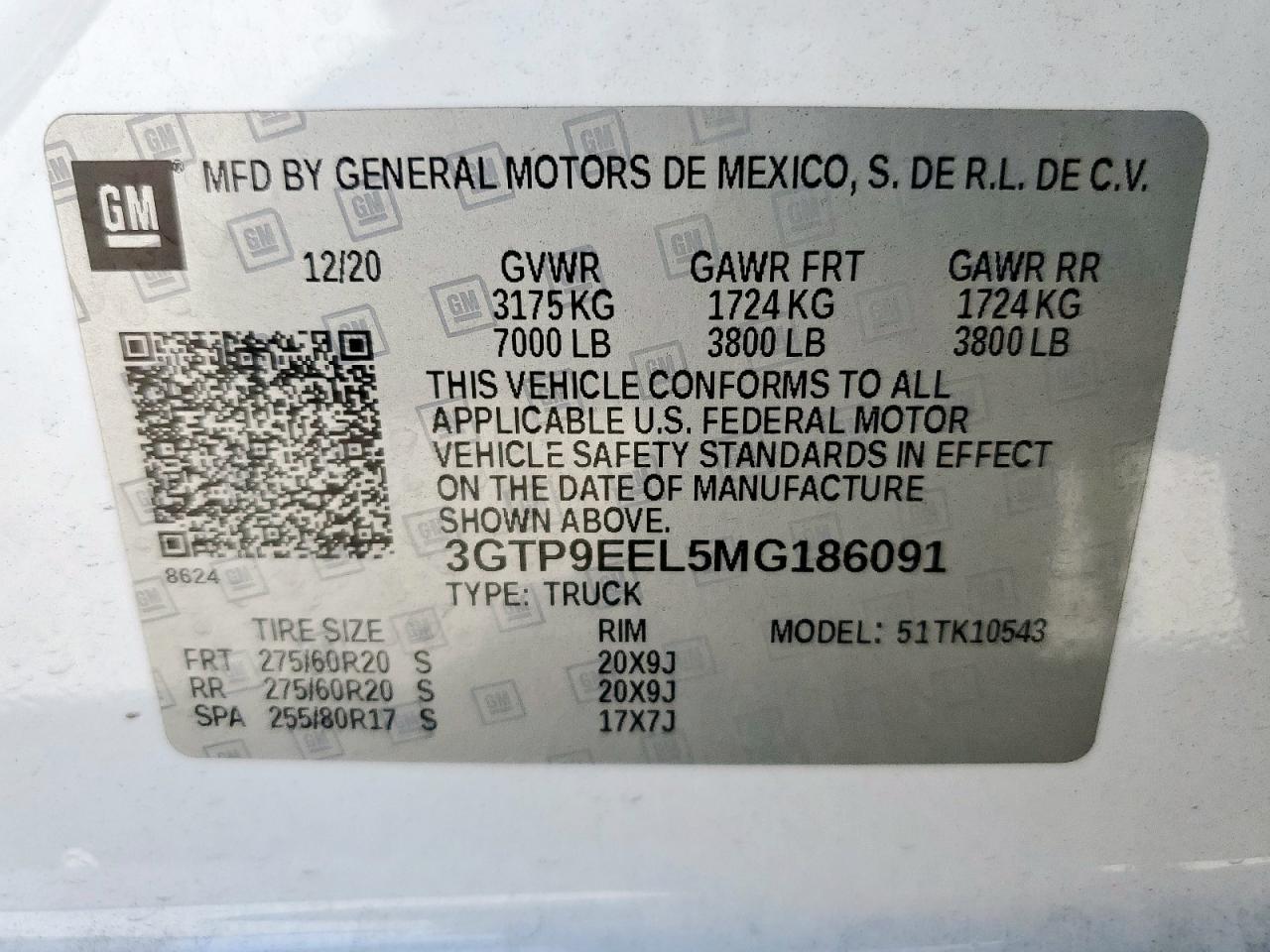 2021 GMC Sierra K1500 At4 VIN: 3GTP9EEL5MG186091 Lot: 92184325