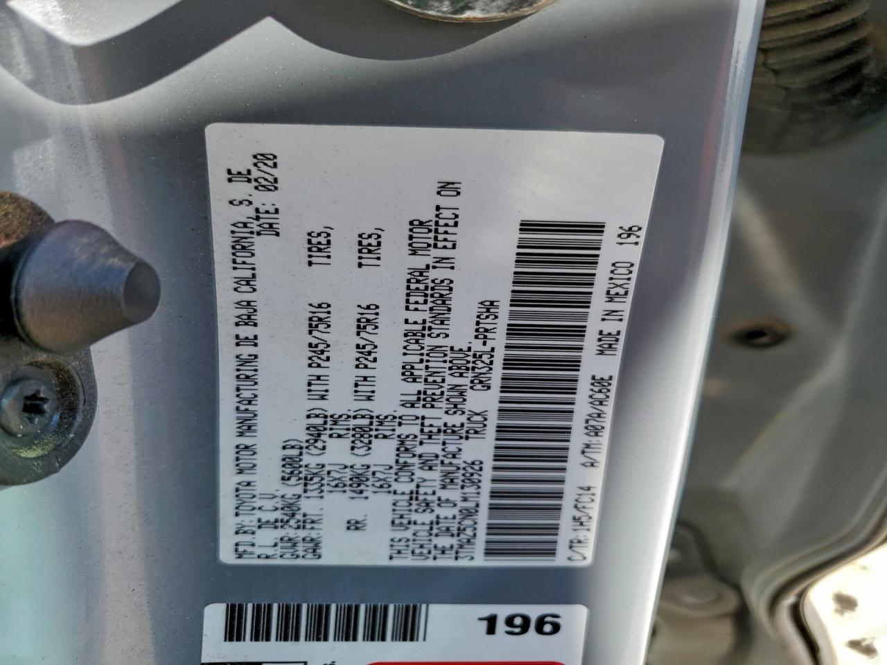 2020 Toyota Tacoma Double Cab VIN: 3TMAZ5CN0LM130926 Lot: 94422115