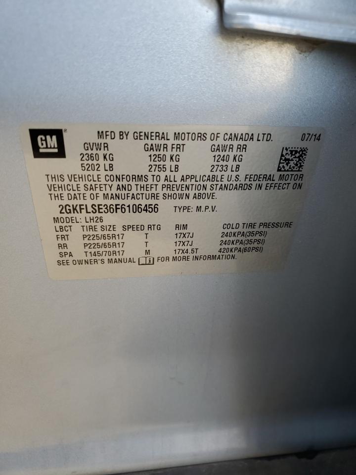 2015 GMC Terrain Slt VIN: 2GKFLSE36F6106456 Lot: 92502395