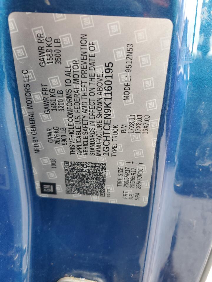 2019 Chevrolet Colorado Lt VIN: 1GCHTCEN9K1160195 Lot: 92226815