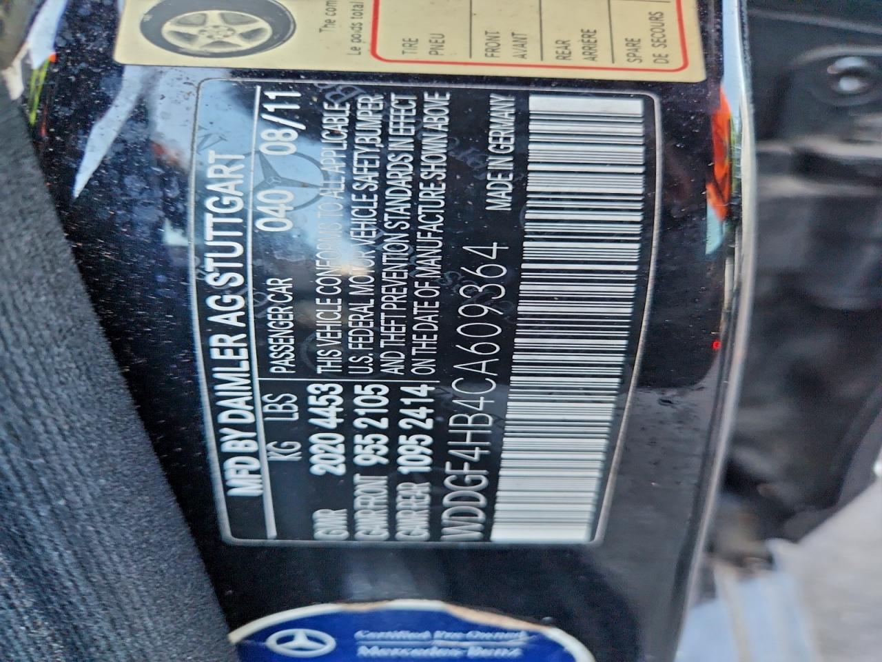 2012 Mercedes-Benz C 250 VIN: WDDGF4HB4CA609364 Lot: 94113335