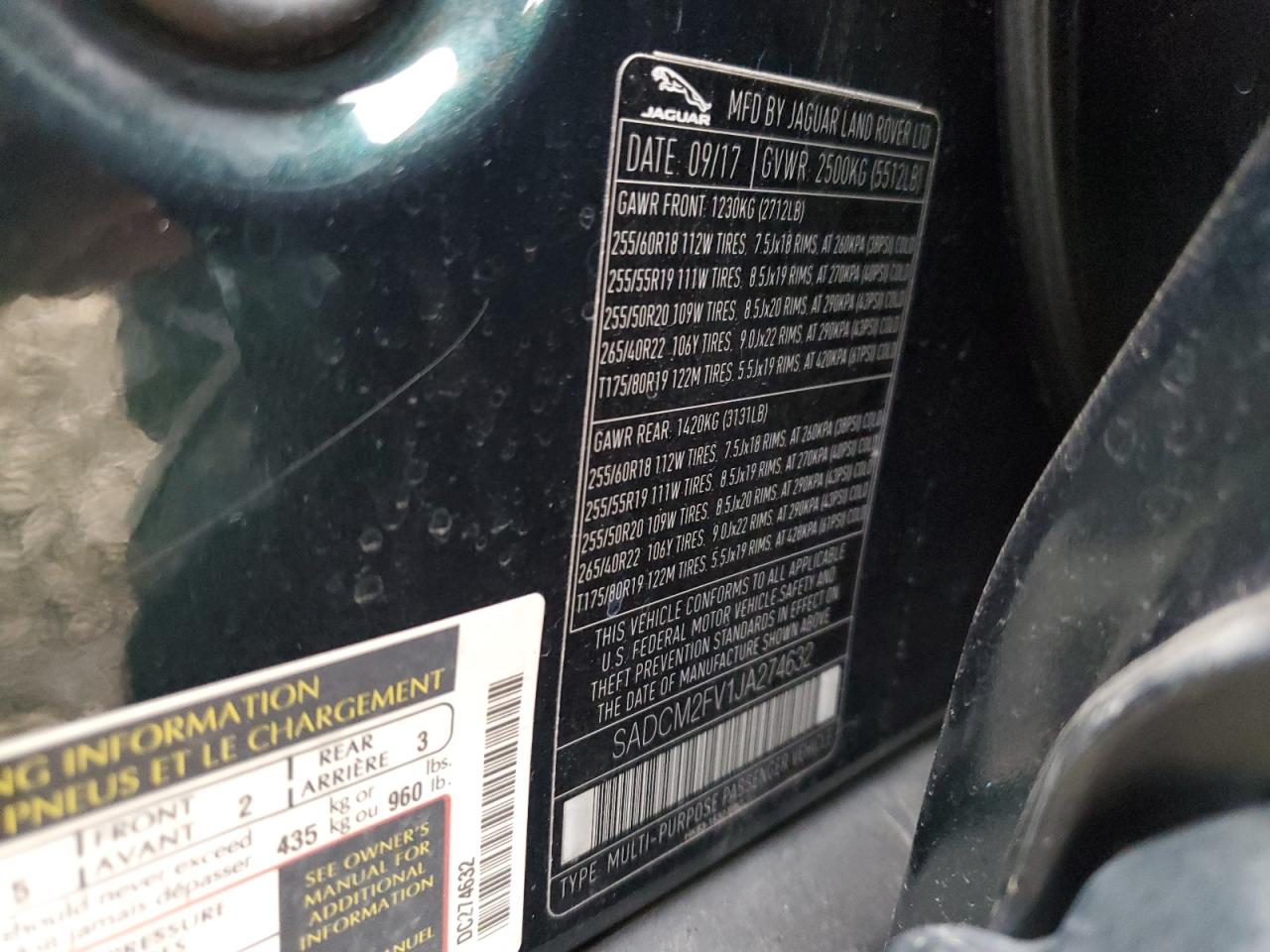 2018 Jaguar F-Pace S VIN: SADCM2FV1JA274632 Lot: 93232355