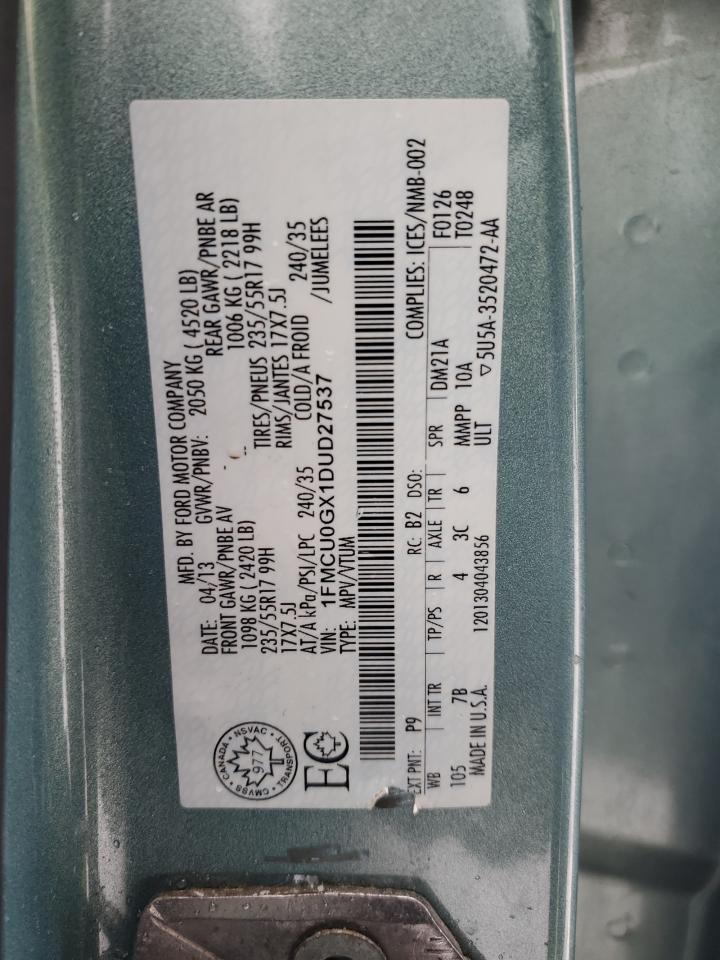 2013 Ford Escape Se VIN: 1FMCU0GX1DUD27537 Lot: 92004135