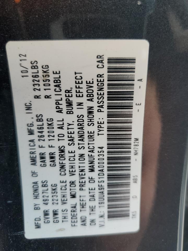 2013 Acur Tl Sh VIN: 19UUA9F51DA000354 Lot: 91575735